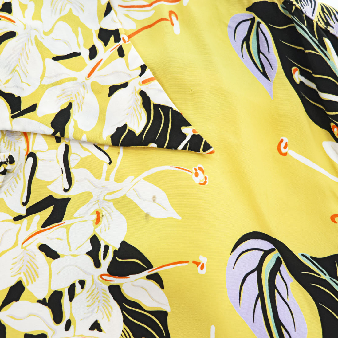 Sun Surf Ginger Lily Rayon Hawaiian Aloha Shirt Yellow Floral Open Collar Mens M 15-15.5 SS39221