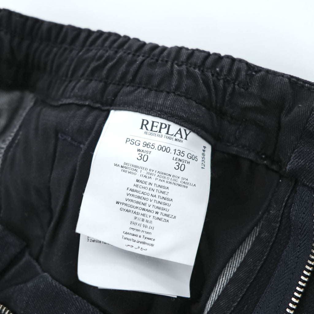 Replay x Paris Saint-Germain PSG Denim Track Pants Black Stretch Jogger Jeans W30 L30 Tunisia