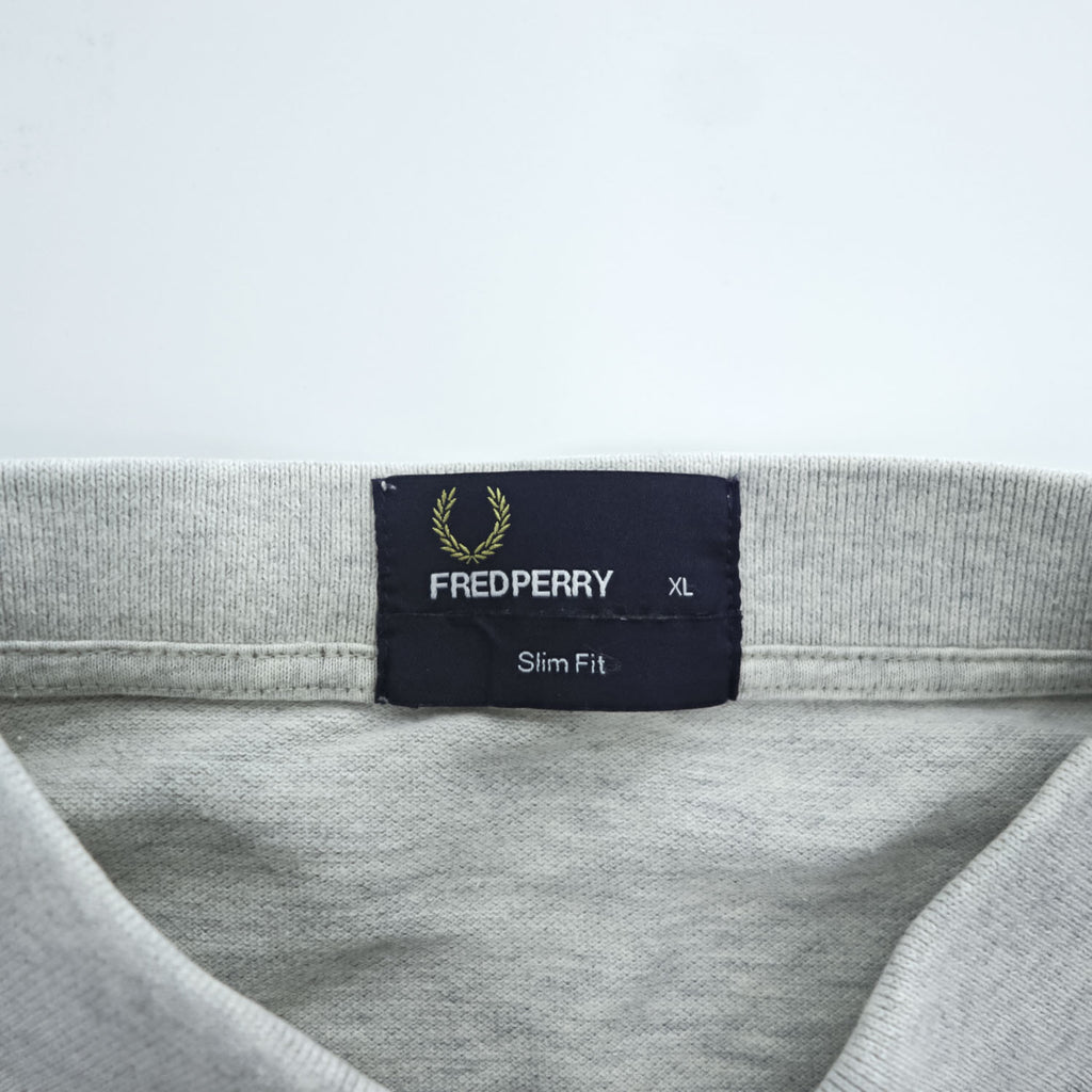 FRED PERRY 鹿の子 ポロシャツ XL グレー SLIM FIT ワンポイントロゴ M3210