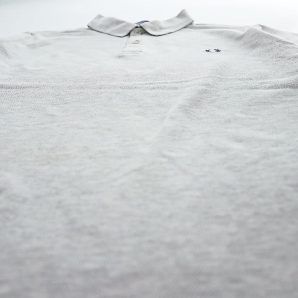 FRED PERRY 鹿の子 ポロシャツ XL グレー SLIM FIT ワンポイントロゴ M3210