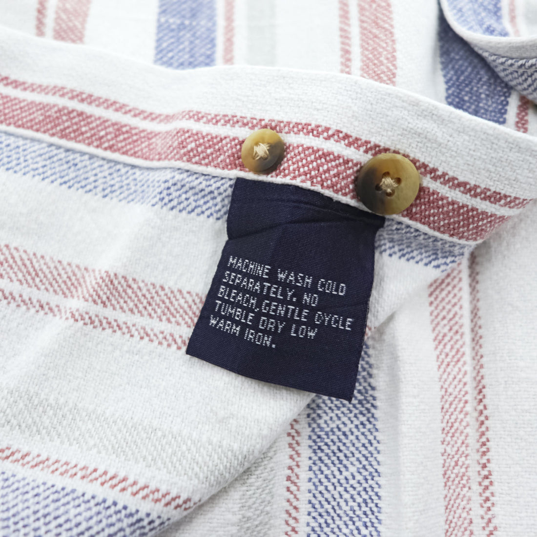 NAUTICA 90年代 ヴィンテージ インド綿 コットン 長袖 マルチストライプシャツ M ホワイト ボタンダウン