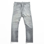 DSQUARED2 Sexy Twist Jeans Grey Paint Splatter Distressed Stretch Denim Made in Italy Mens IT42