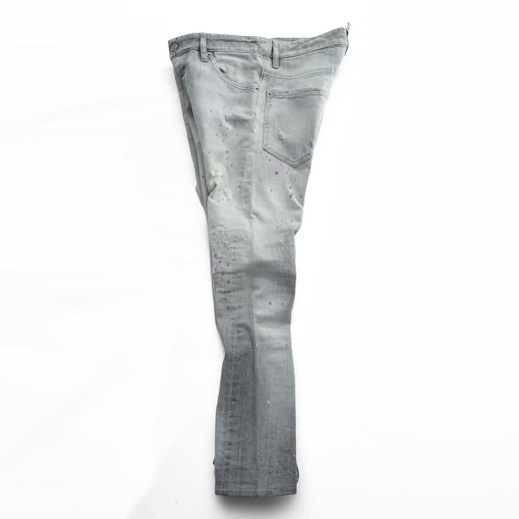 DSQUARED2 Sexy Twist Jeans Grey Paint Splatter Distressed Stretch Denim Made in Italy Mens IT42