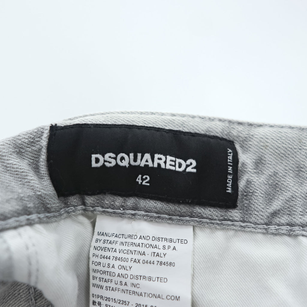DSQUARED2 Sexy Twist Jeans Grey Paint Splatter Distressed Stretch Denim Made in Italy Mens IT42