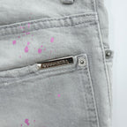 DSQUARED2 Sexy Twist Jeans Grey Paint Splatter Distressed Stretch Denim Made in Italy Mens IT42