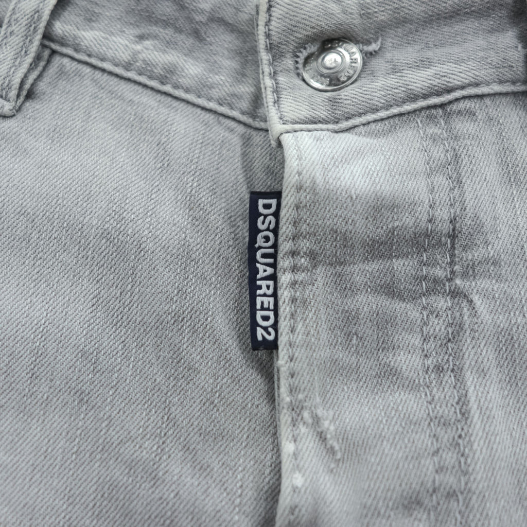 DSQUARED2 Sexy Twist Jeans Grey Paint Splatter Distressed Stretch Denim Made in Italy Mens IT42