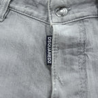 DSQUARED2 Sexy Twist Jeans Grey Paint Splatter Distressed Stretch Denim Made in Italy Mens IT42
