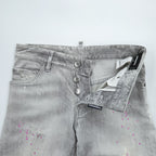 DSQUARED2 Sexy Twist Jeans Grey Paint Splatter Distressed Stretch Denim Made in Italy Mens IT42