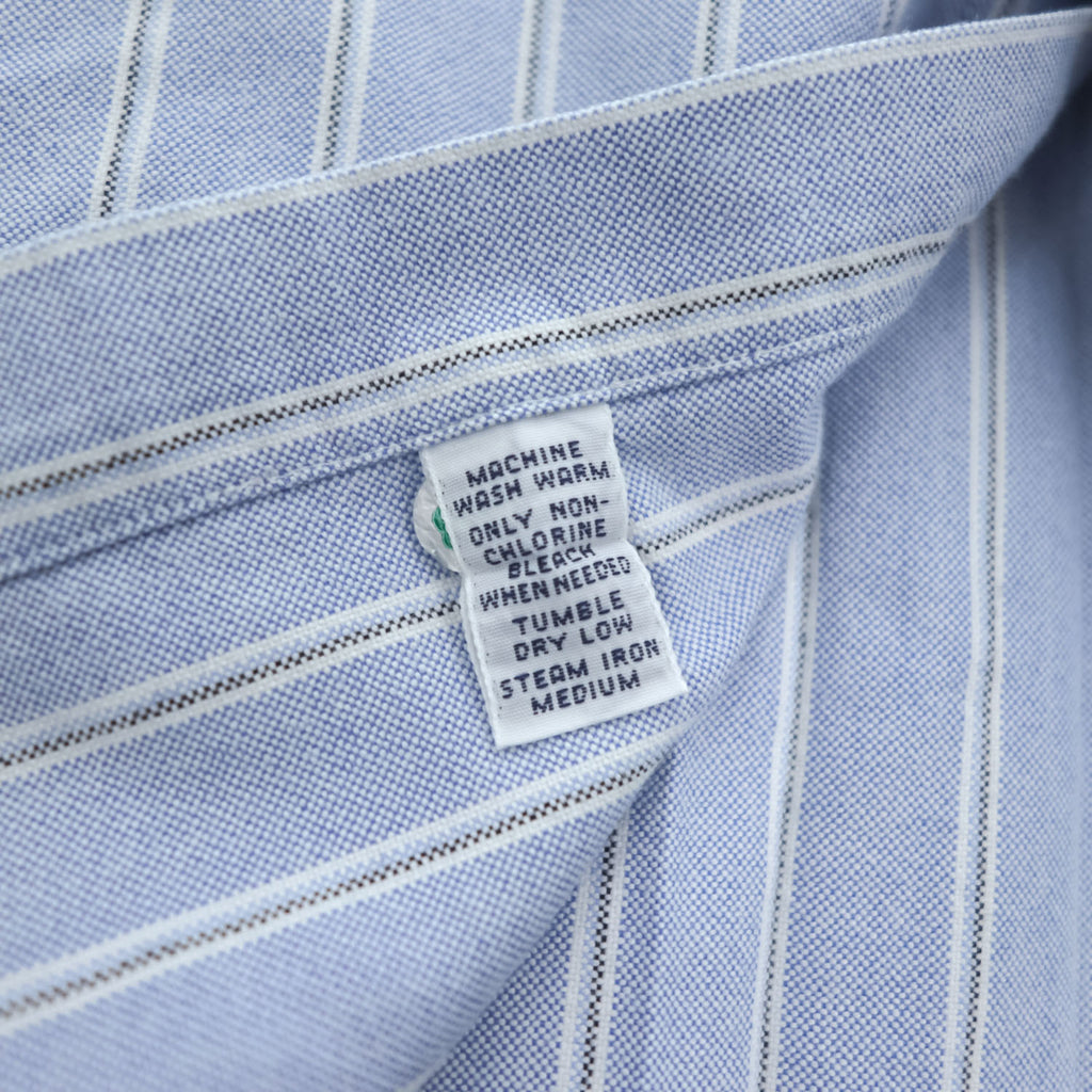 Ralph Lauren 90年代 オックスフォード 長袖 ストライプシャツ L ブルー ボタンダウン スモールポニー ロゴ 刺繍