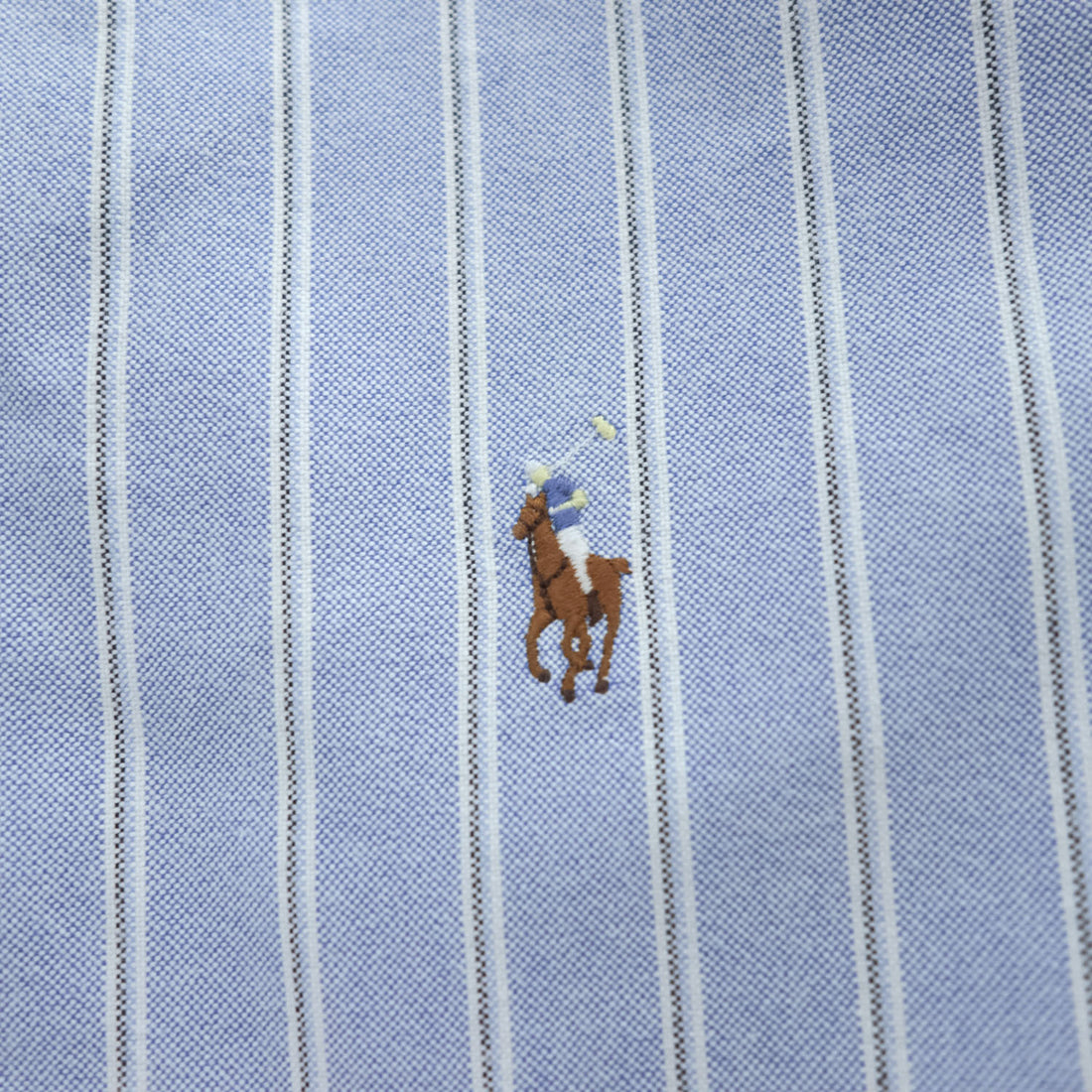 Ralph Lauren 90年代 オックスフォード 長袖 ストライプシャツ L ブルー ボタンダウン スモールポニー ロゴ 刺繍