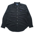 Ralph Lauren 90s Vintage Long-Sleeve Button-Down Shirt, XL, Black, Small Pony Logo Embroidery, Classic Fit, Silk Blend