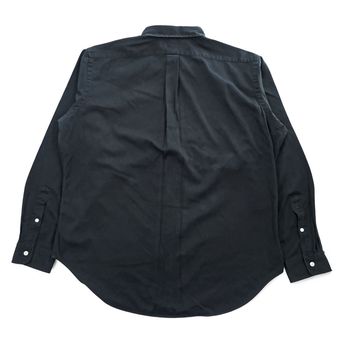 Ralph Lauren 90s Vintage Long-Sleeve Button-Down Shirt, XL, Black, Small Pony Logo Embroidery, Classic Fit, Silk Blend