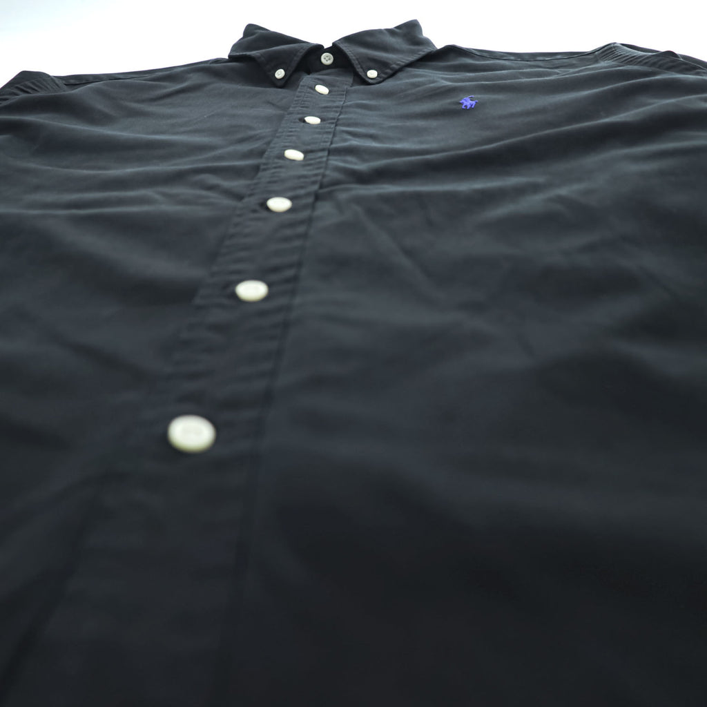 Ralph Lauren 90s Vintage Long-Sleeve Button-Down Shirt, XL, Black, Small Pony Logo Embroidery, Classic Fit, Silk Blend