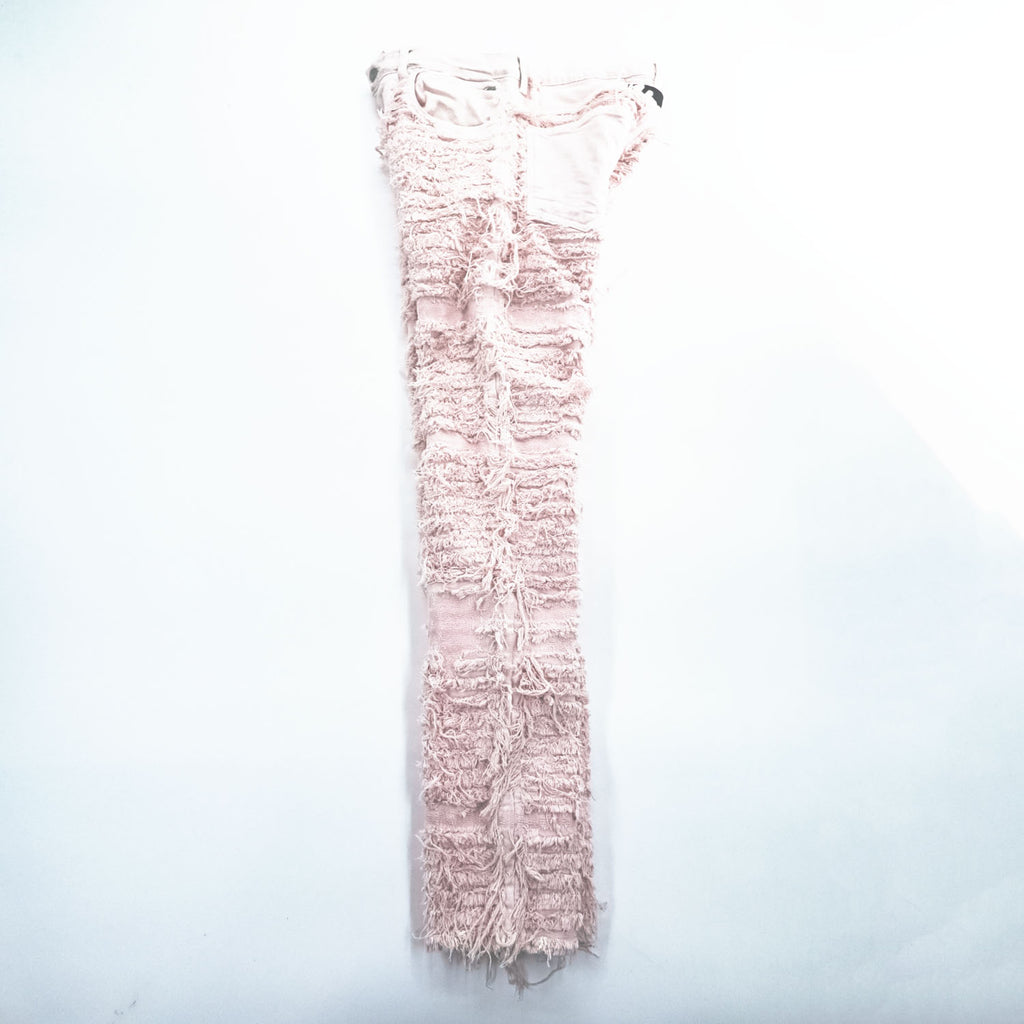 1017 ALYX 9SM x blackmeans Pink Shredded Distressed Fringe Denim Jeans Made in Italy