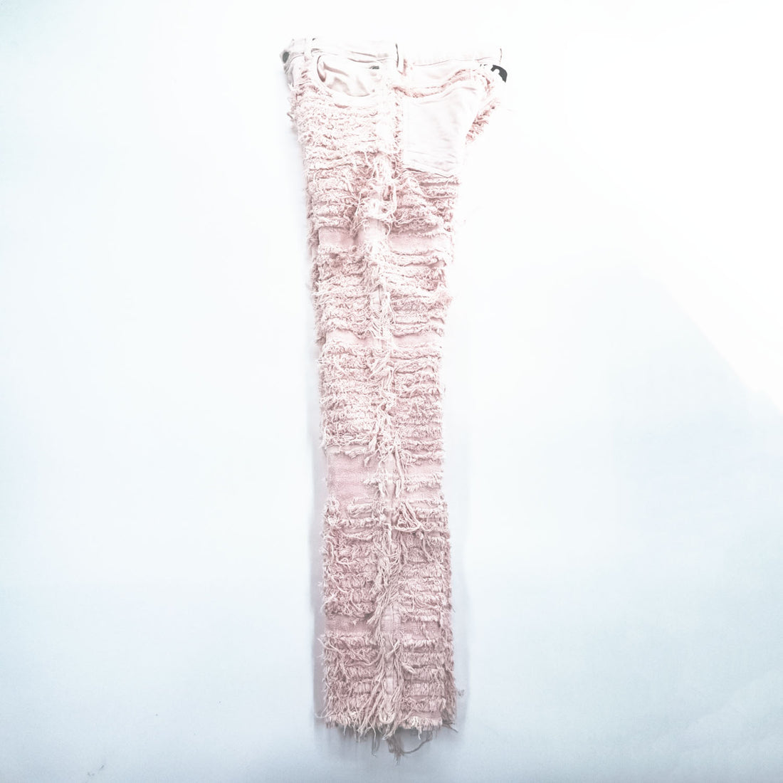 1017 ALYX 9SM x blackmeans Pink Shredded Distressed Fringe Denim Jeans Made in Italy