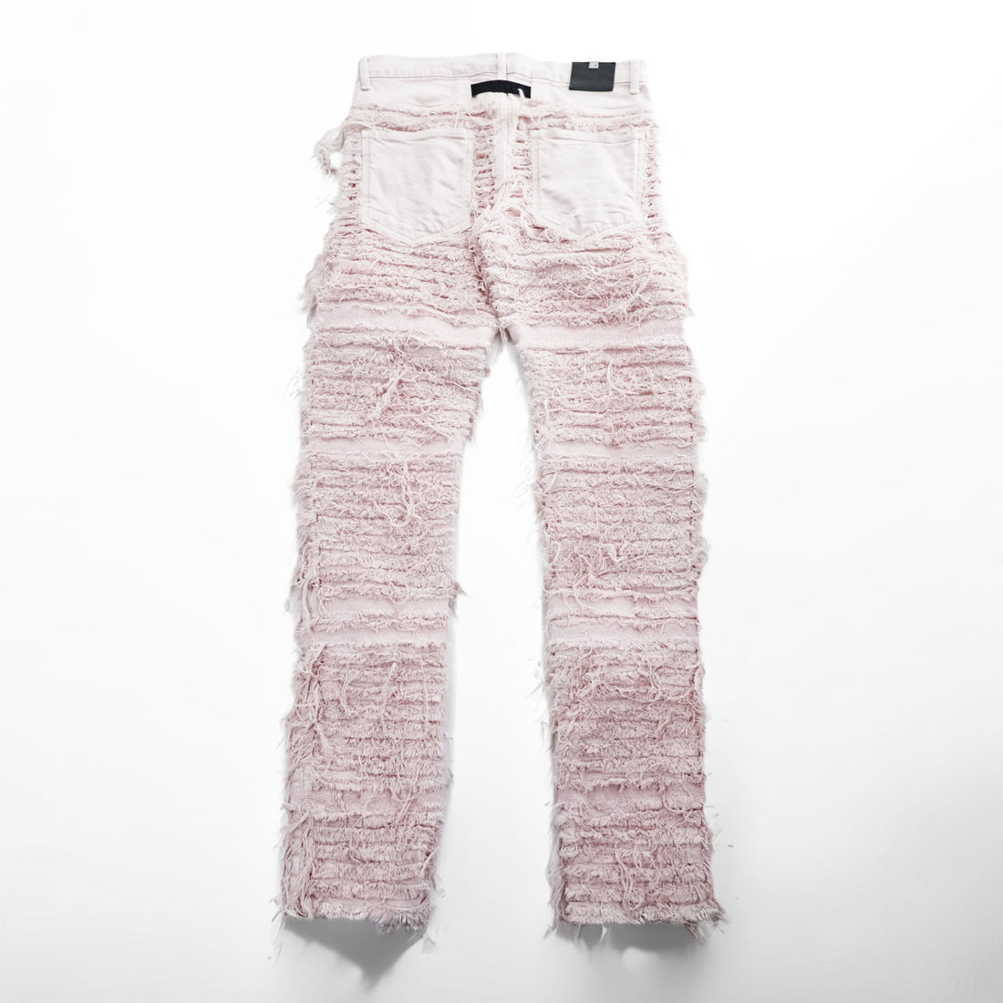 1017 ALYX 9SM x blackmeans Pink Shredded Distressed Fringe Denim Jeans Made in Italy