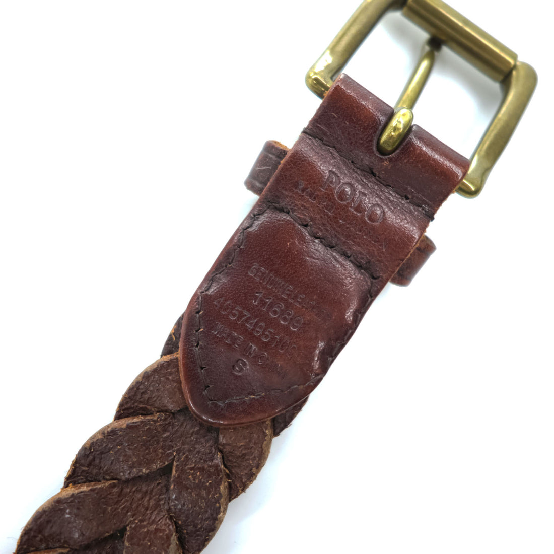 Polo Ralph Lauren belt, brown, intrecciato weave.