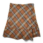 Burberry London Blue Label Nova Check Wool Wrap Skirt Women’s Size 36 Brown Pleated Belt FLF74-520 Japan