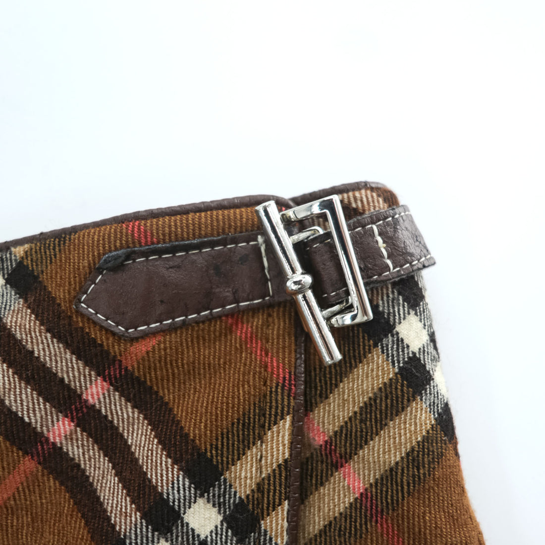 Burberry London Blue Label Nova Check Wool Wrap Skirt Women’s Size 36 Brown Pleated Belt FLF74-520 Japan