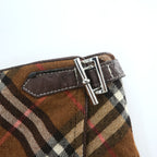Burberry London Blue Label Nova Check Wool Wrap Skirt Women’s Size 36 Brown Pleated Belt FLF74-520 Japan