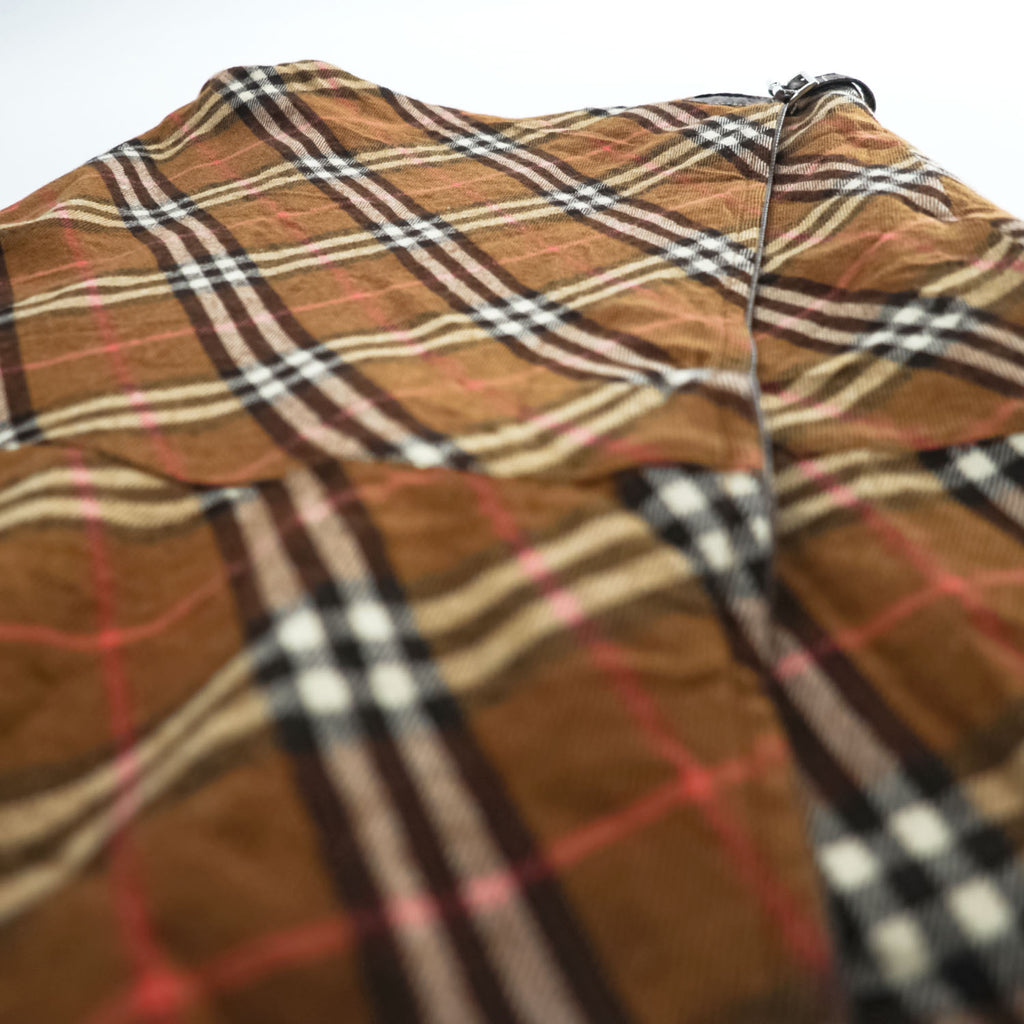 Burberry London Blue Label Nova Check Wool Wrap Skirt Women’s Size 36 Brown Pleated Belt FLF74-520 Japan