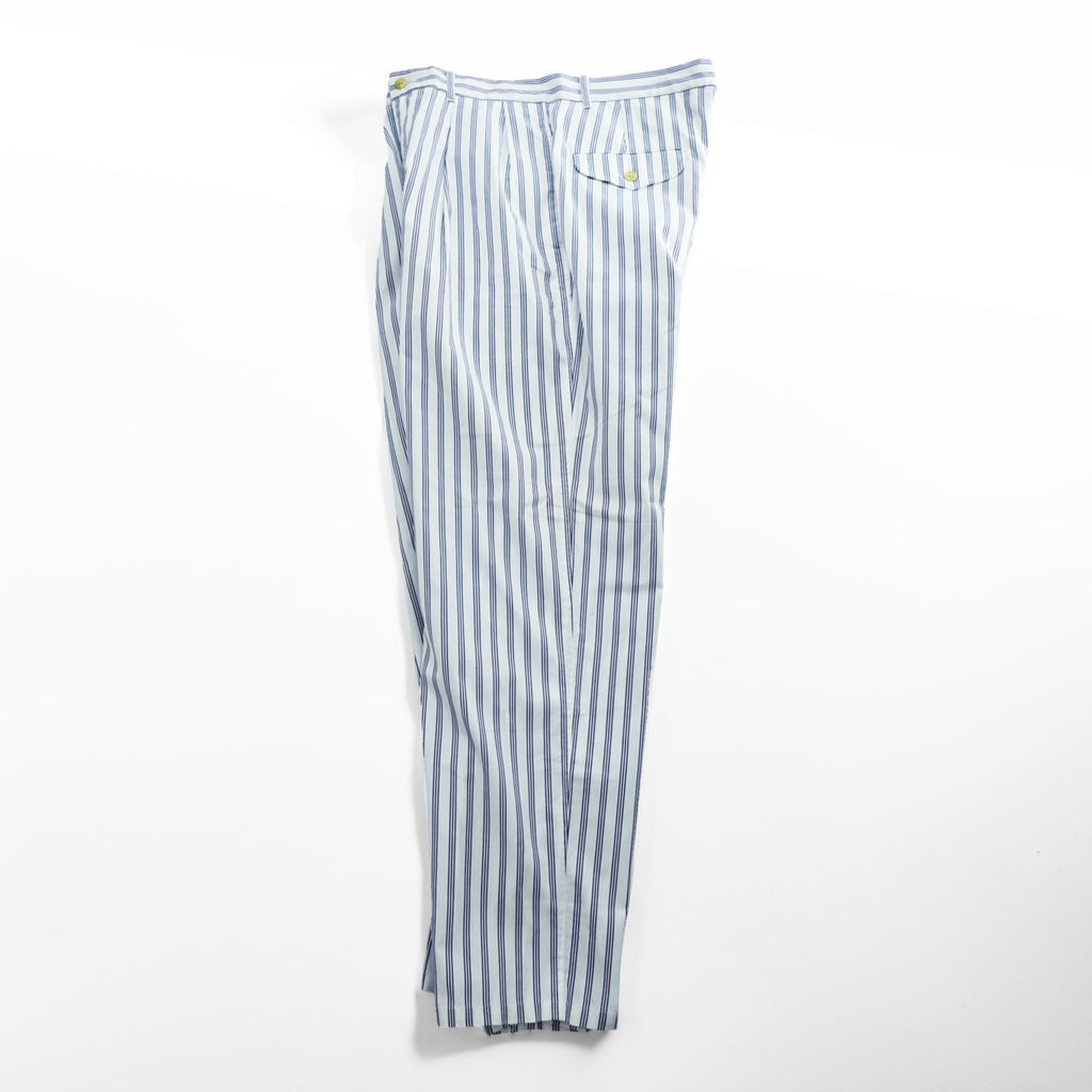 Polo Ralph Lauren 90年代 ヴィンテージ ワイド ストライプ スラックス パンツ L ブルー ホワイト 2タック プリーツ THE CLASSIC GOLF PANT