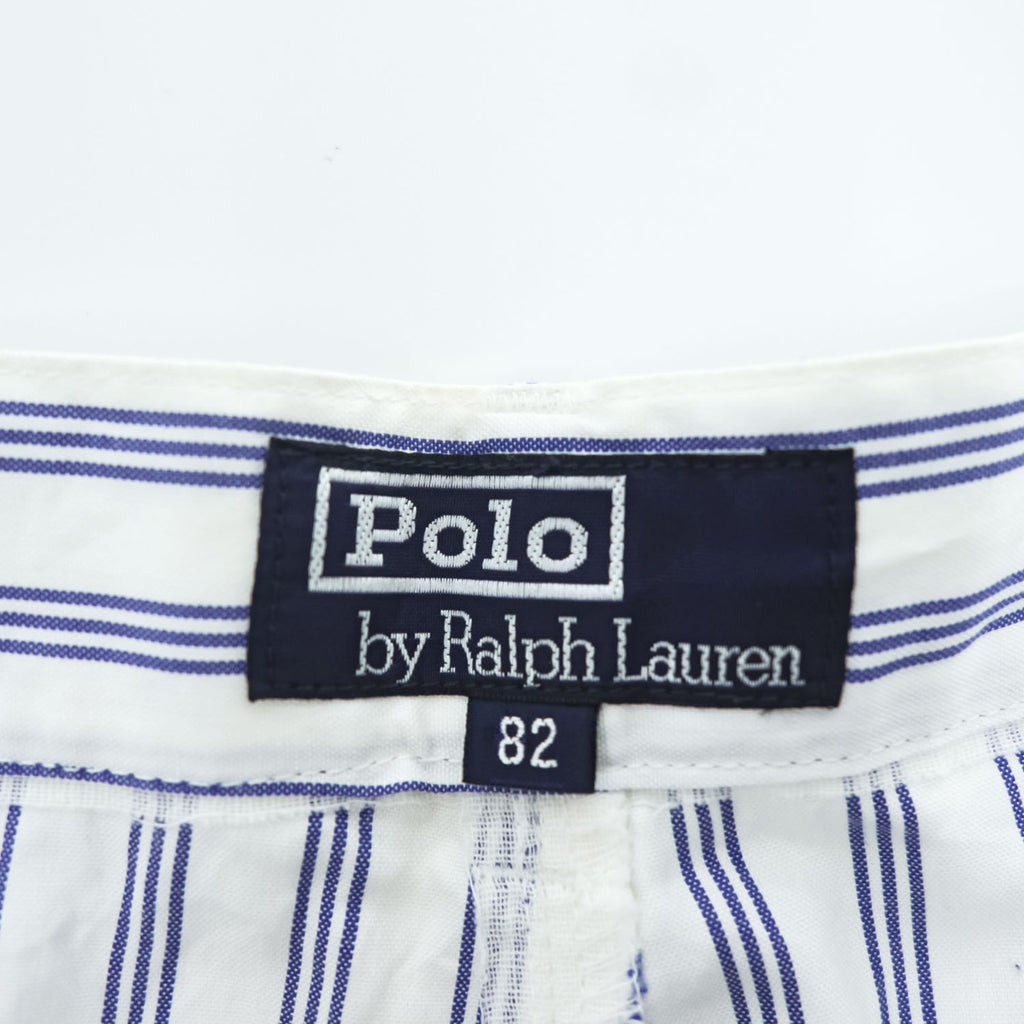 Polo Ralph Lauren 90年代 ヴィンテージ ワイド ストライプ スラックス パンツ L ブルー ホワイト 2タック プリーツ THE CLASSIC GOLF PANT