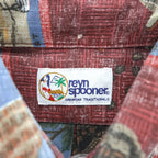 Reyn Spooner Hawaiian Traditionals Kona Coffee Print Aloha Shirt Burgundy Brown Cotton Poly Button Down