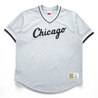 Mitchell & Ness メッシュ ゲームシャツ Vネック Tシャツ L グレー COOPERSTOWN COLLECTION MLB CHICAGO
