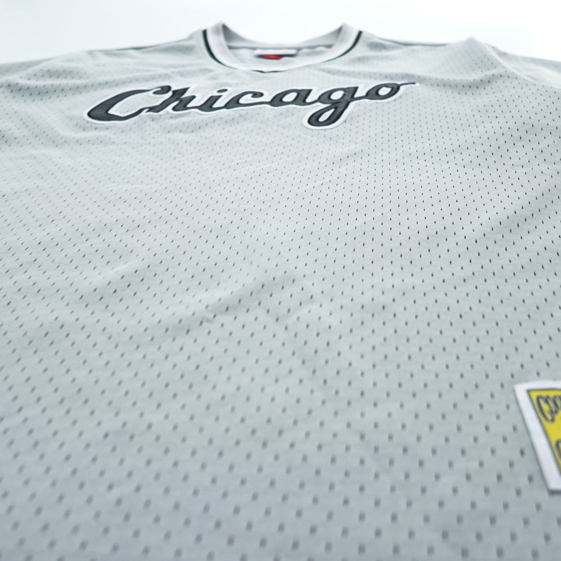 Mitchell & Ness メッシュ ゲームシャツ Vネック Tシャツ L グレー COOPERSTOWN COLLECTION MLB CHICAGO