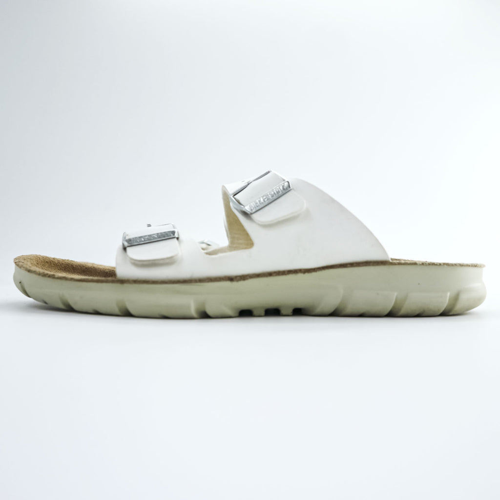 BIRKENSTOCK German-made sandals, US size 8.5, white, Arizona.