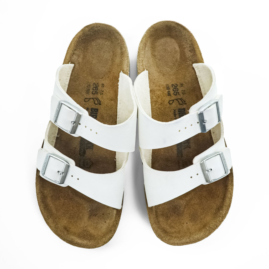 BIRKENSTOCK German-made sandals, US size 8.5, white, Arizona.