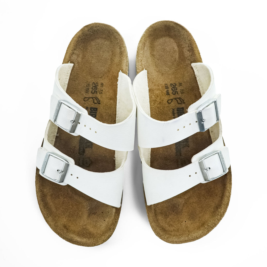 BIRKENSTOCK German-made sandals, US size 8.5, white, Arizona.