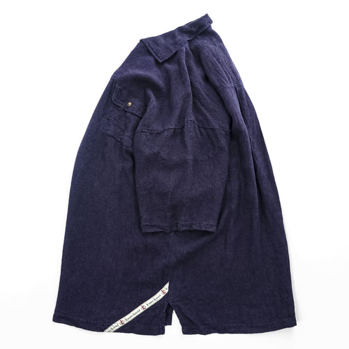 90年代 USA製 ヴィンテージ ハーフジップ ビッグプルオーバー 半袖シャツ L ネイビー KNOCKOUT JEANS