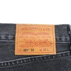 Levi's 501 '93 CROP JEANS ビッグE デニムパンツ ジーンズ W32 ブラック レザーパッチ ボタンフライ PREMIUM 29098-0000