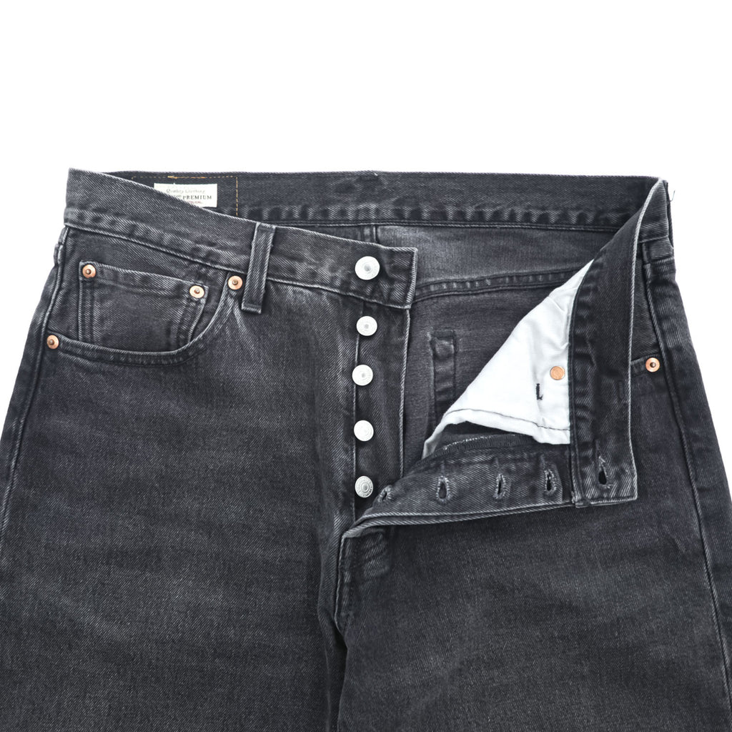 Levi's 501 '93 CROP JEANS ビッグE デニムパンツ ジーンズ W32 ブラック レザーパッチ ボタンフライ PREMIUM 29098-0000