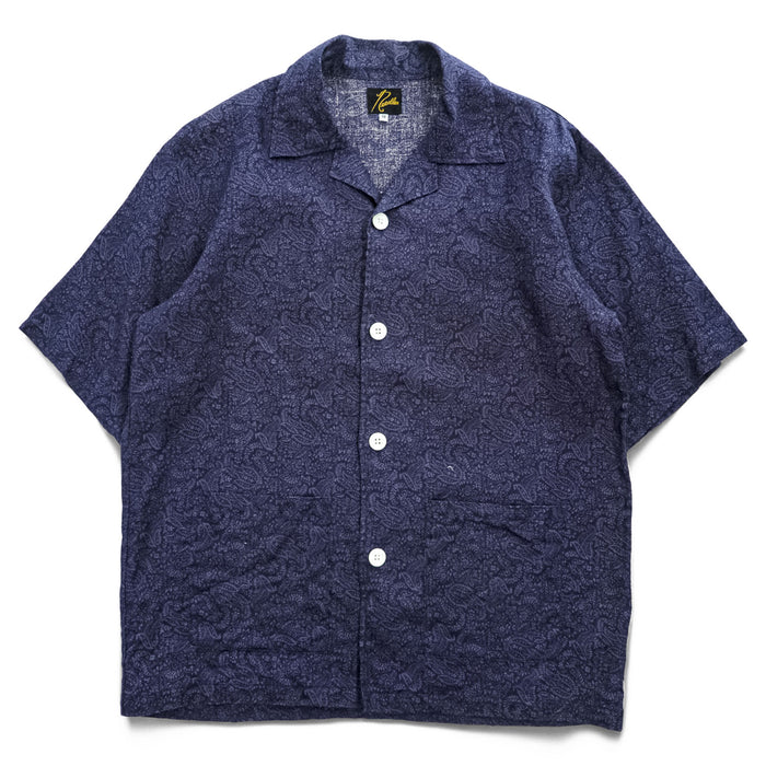 Needles カバナシャツ Cabana Shirt オープンカラー 半袖 シャツ M ネイビー 総柄 ペイズリー 開襟 日本製