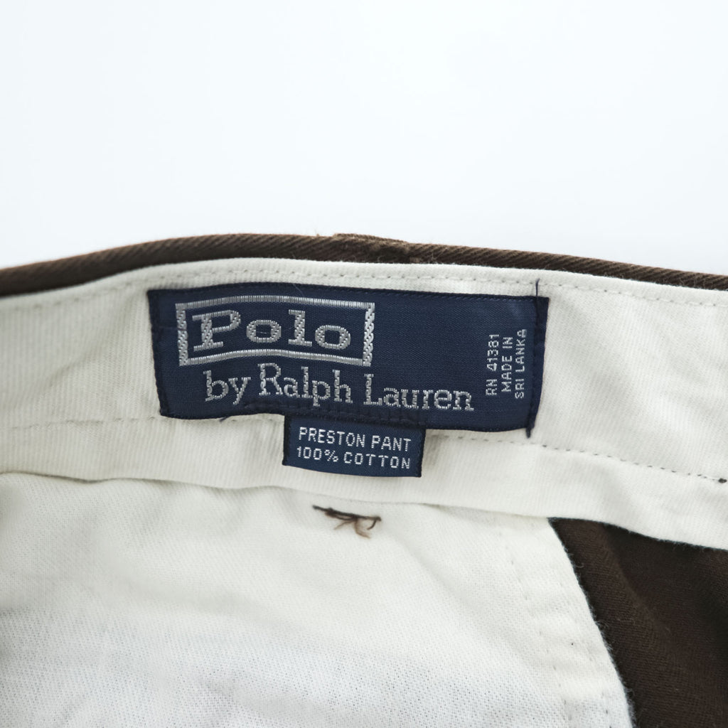Polo Ralph Lauren 90s Vintage Polo Chino Pants, Size L, Brown, Wide Fit, Small Pony Logo Embroidery, PROSTON PANT, Tapered