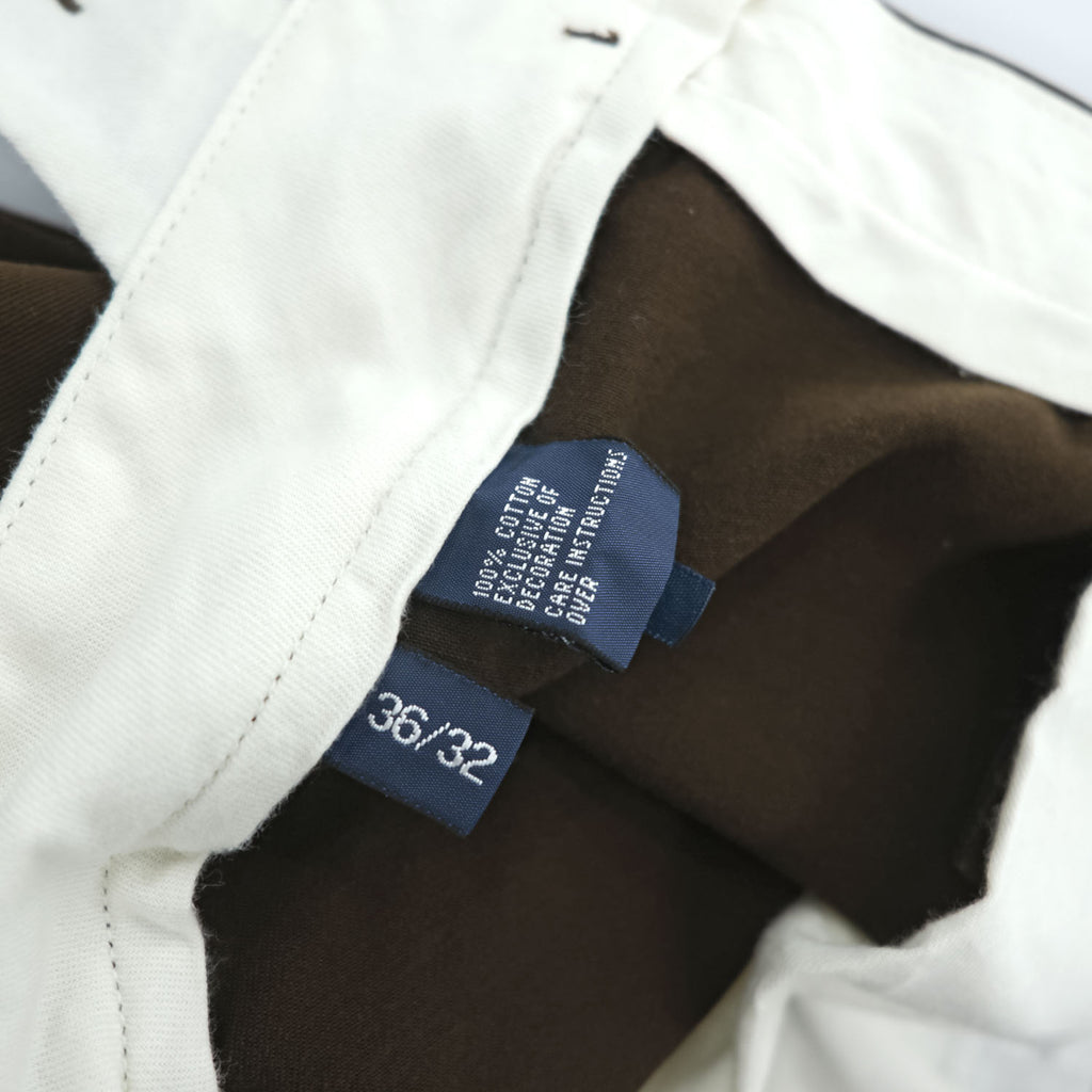 Polo Ralph Lauren 90s Vintage Polo Chino Pants, Size L, Brown, Wide Fit, Small Pony Logo Embroidery, PROSTON PANT, Tapered
