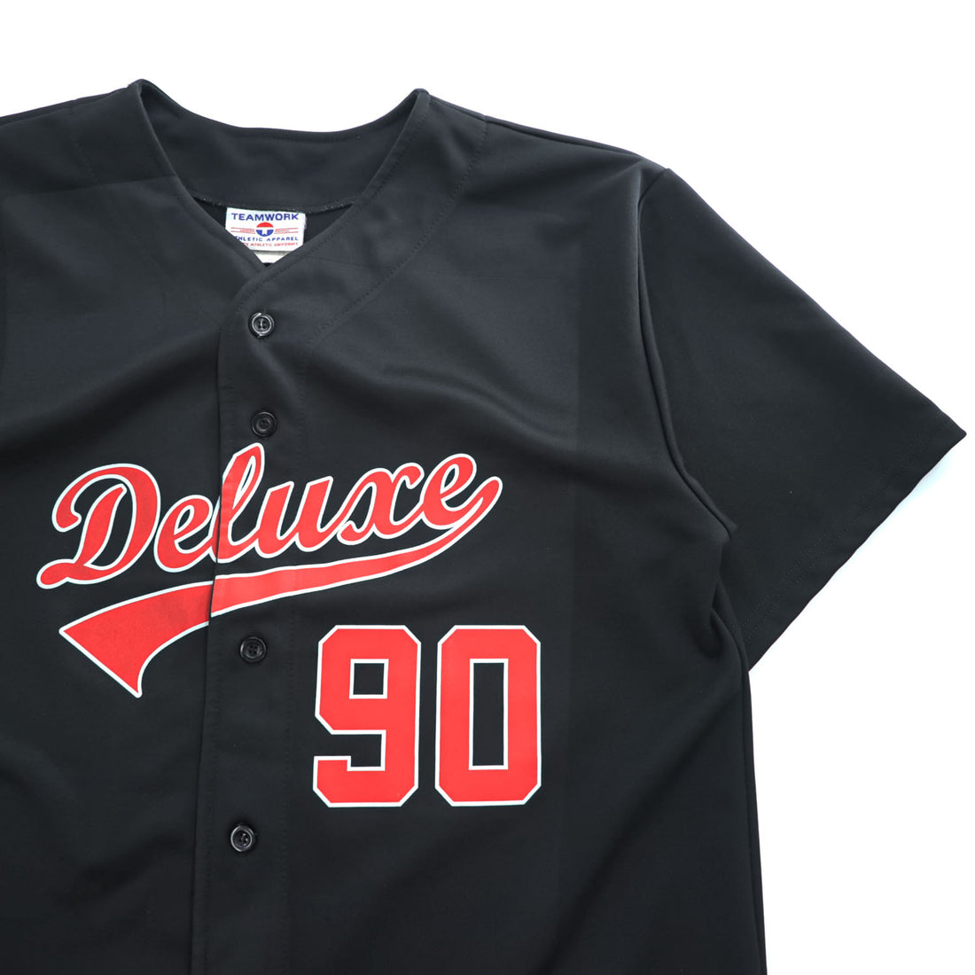 Vintage 90s Teamwork Athletic Apparel Deluxe 90 Black Baseball Jersey Made in USA Size XL 46-48