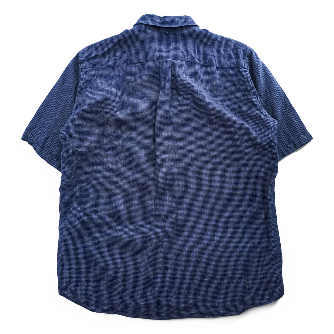 B:MING by BEAMS Belgian Linen Navy Black Micro Check Button Down Short Sleeve Shirt Size XL