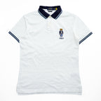 Polo Ralph Lauren ポロベア ポロシャツ S ホワイト CUSTOM SLIM FIT リブライン 鹿の子