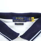 Polo Ralph Lauren ポロベア ポロシャツ S ホワイト CUSTOM SLIM FIT リブライン 鹿の子