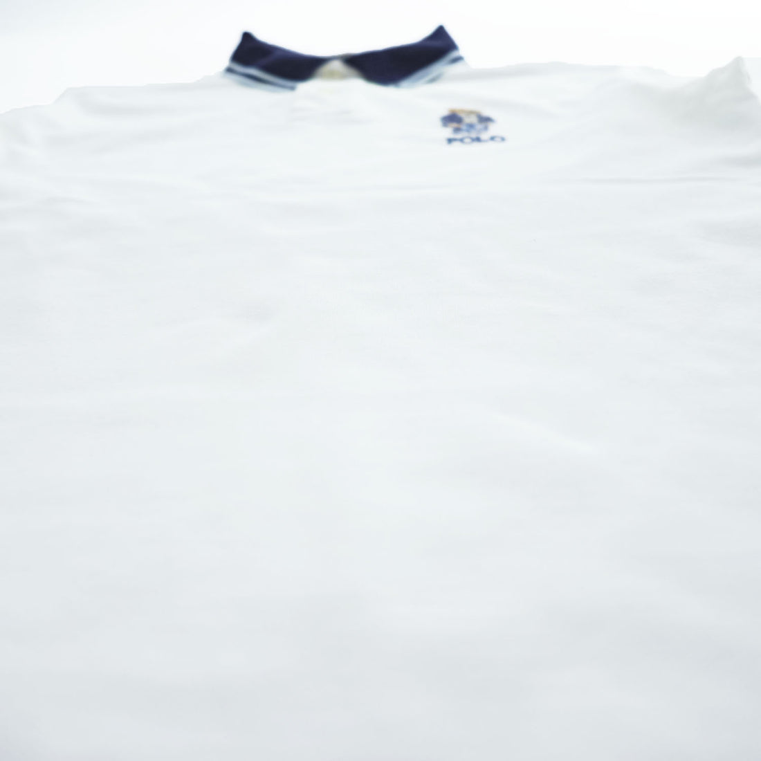 Polo Ralph Lauren ポロベア ポロシャツ S ホワイト CUSTOM SLIM FIT リブライン 鹿の子