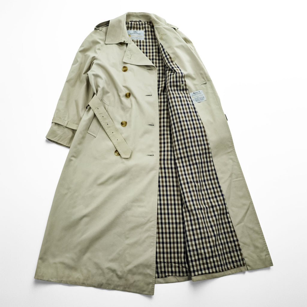 Aquascutum 70年代 英国製 ヴィンテージ トレンチコート XL ベージュ ベルト付 aqua5 イングランド製