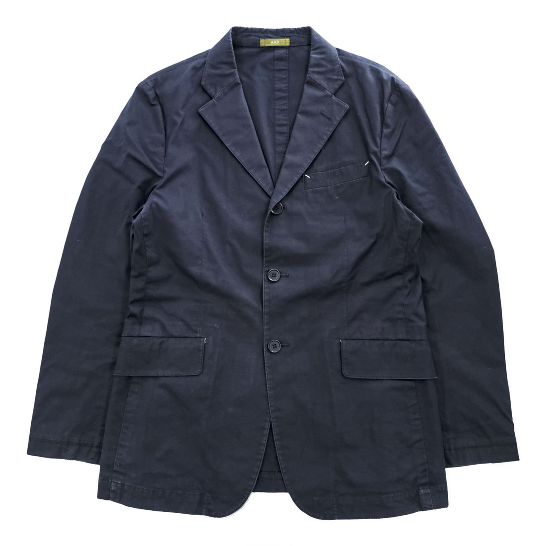 A.A.R (Yohji Yamamoto × DURBAN) 90s Cotton Stretch 3 Button Tailored Jacket Dark Navy Black Size M Japan Archive