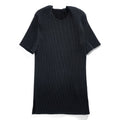 ISSEY MIYAKE FETE Black Pleated Short Sleeve Round Neck Top Size 2 Japan
