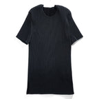 ISSEY MIYAKE FETE Black Pleated Short Sleeve Round Neck Top Size 2 Japan
