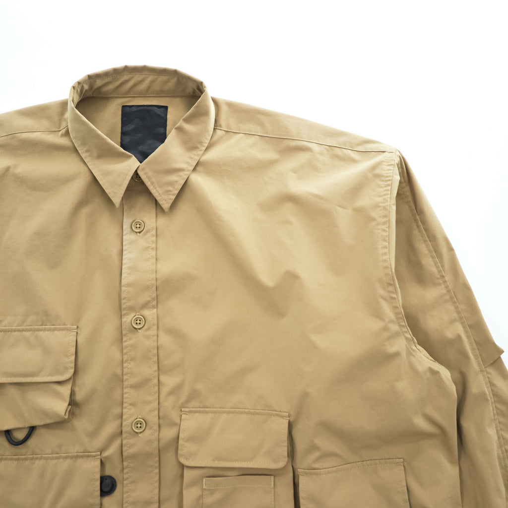 DAIWA PIER39 マルチポケット イージーシャツ 長袖シャツ M ベージュ Mulch Pocket Easy Shirt 撥水 オーバーサイズ BE-85020