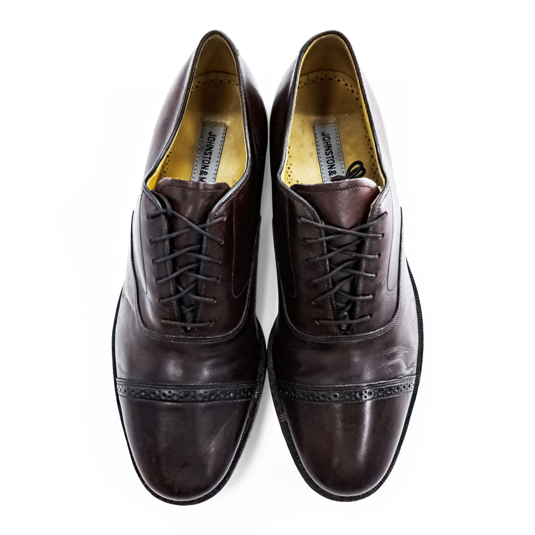 Johnston & Murphy Brown Leather Cap Toe Oxford Dress Shoes Men’s US 9.5 D/B Made in India